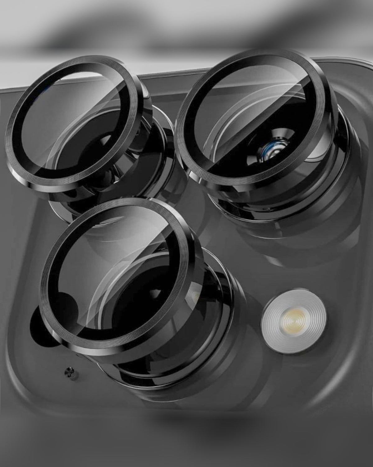 TOKFO camera lens protectors with black metal ring and glass cover for iPhone