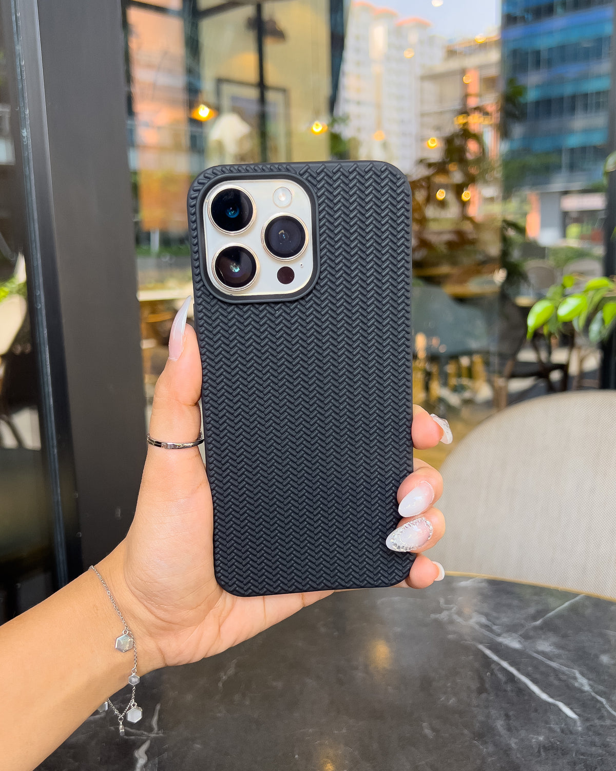 Weave Texture flexible silicone iPhone case with embossed weave in black – TOKFO