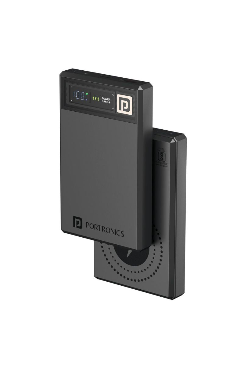 Portronics Luxcell MagClick 10K Power Bank - Dark Grey
