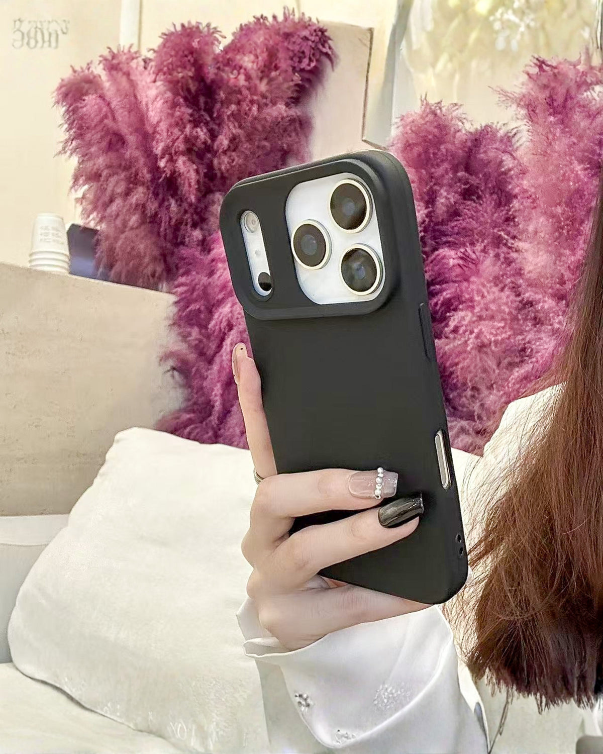 Black silicone iPhone phone case with clear camera island – TOKFO
