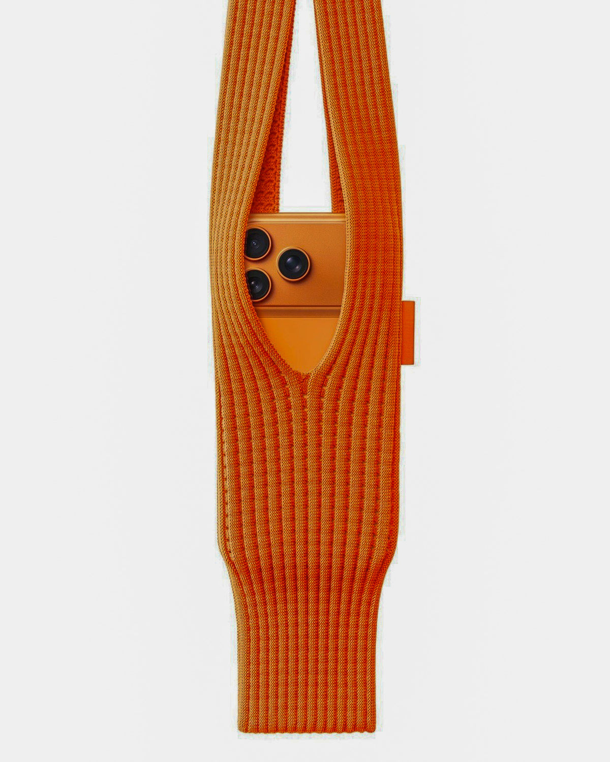 TOKFO ribbed knit crossbody phone sling in orange