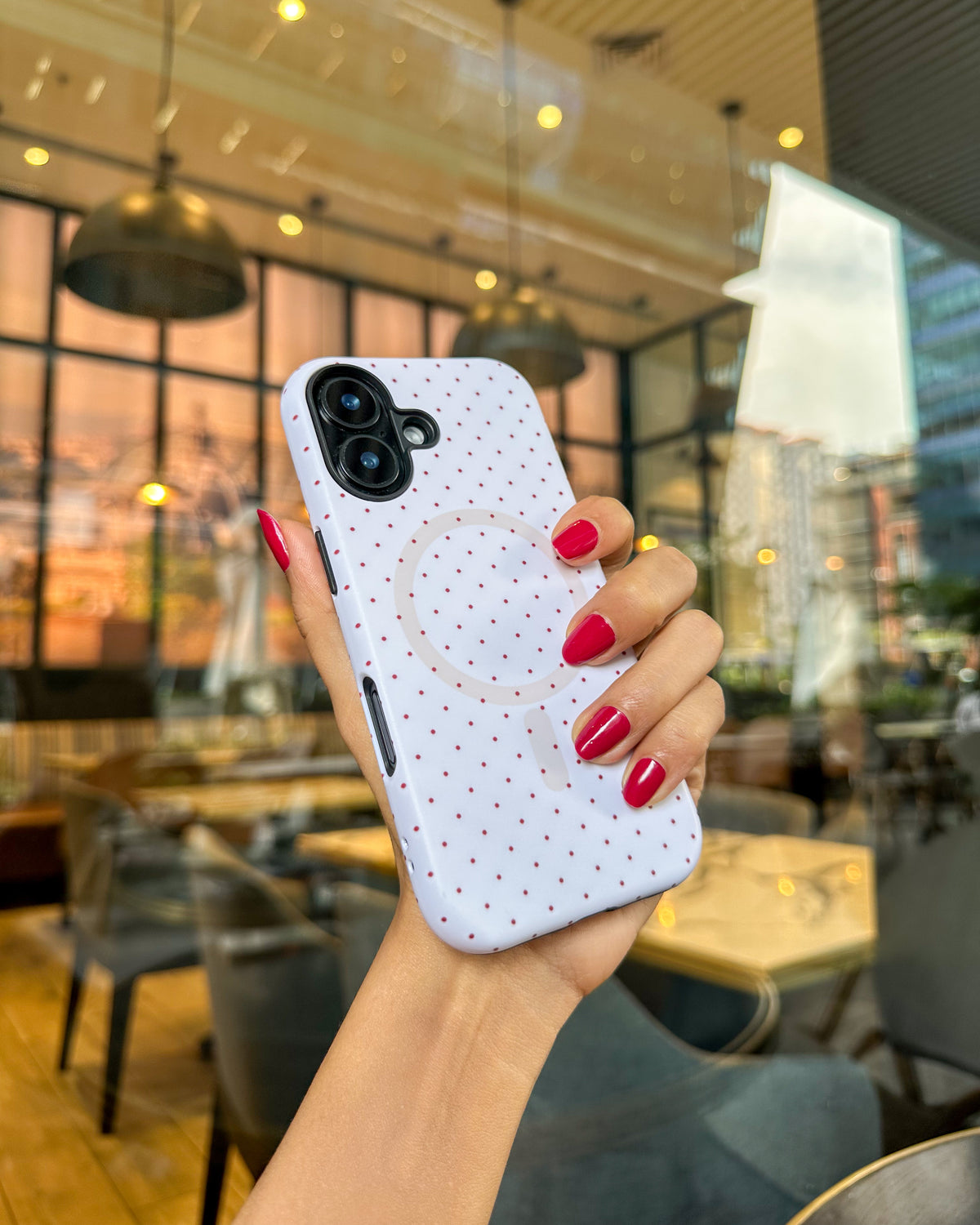 TOKFO Polka Dot Bow Stand MagSafe compatible phone case with polka dot print, without the kickstand