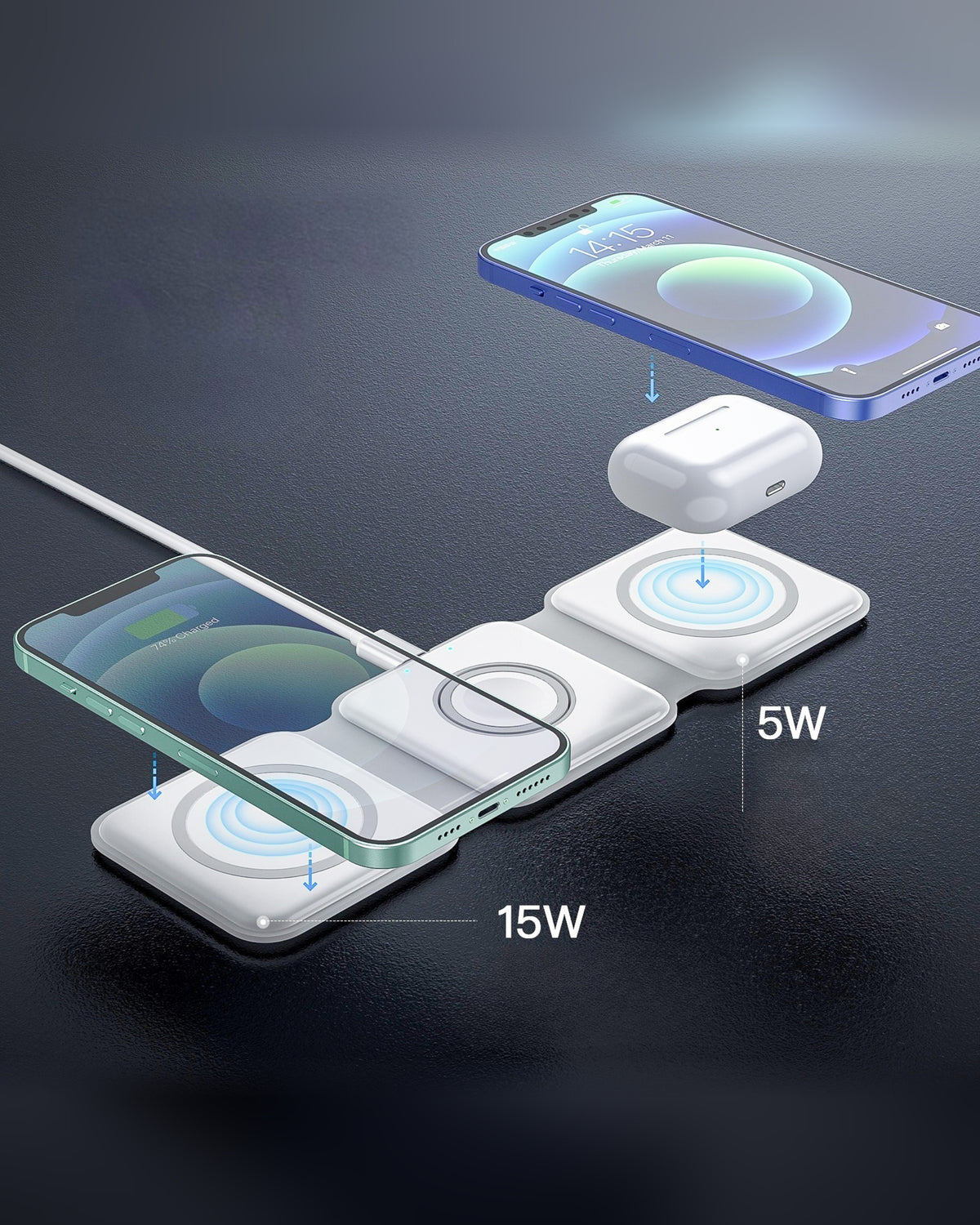 TOKFO Tri Dock foldable 3-in-1 wireless charger for iPhone, Apple Watch and AirPods