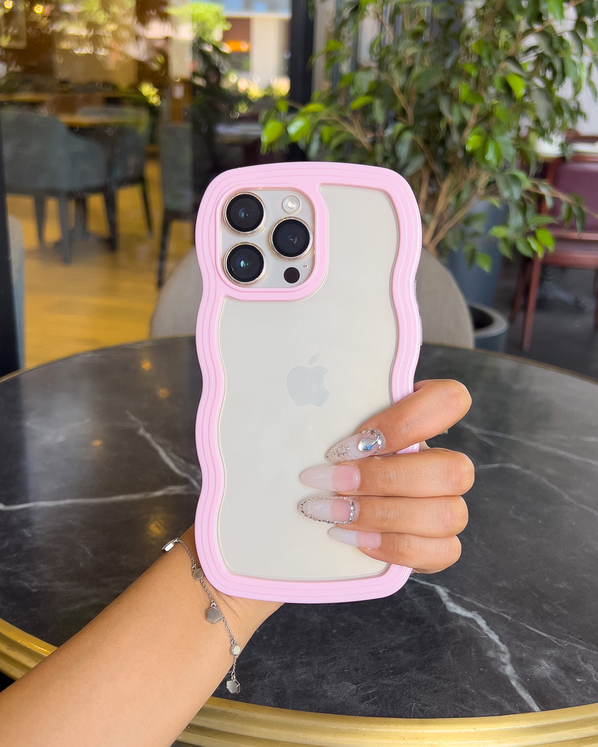 Wavy Clear iPhone case with a wavy pink frame – TOKFO