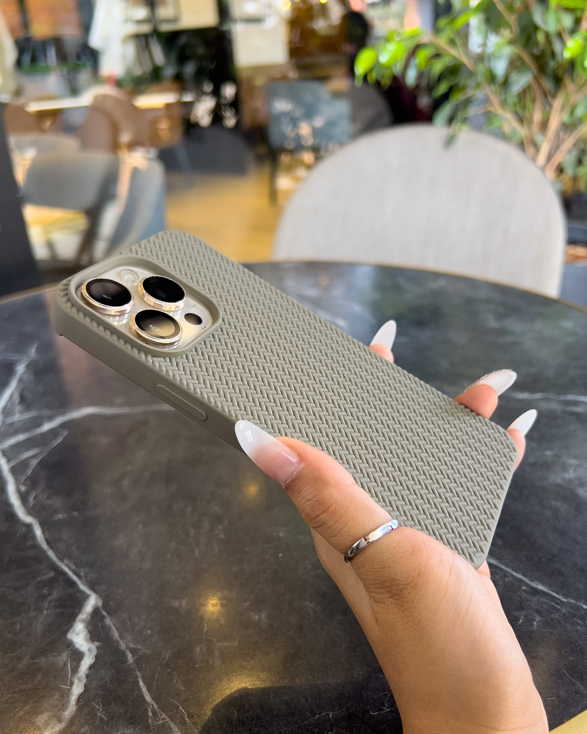 Weave Texture flexible silicone iPhone case with embossed weave in grey – TOKFO